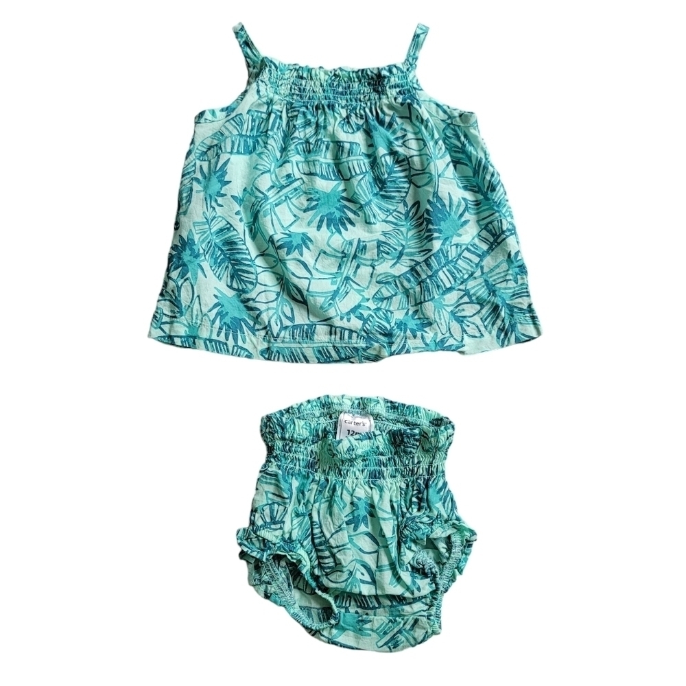 Carter's 12 Months Blue Floral Tankini & Diaper Cover Play Set Outfit